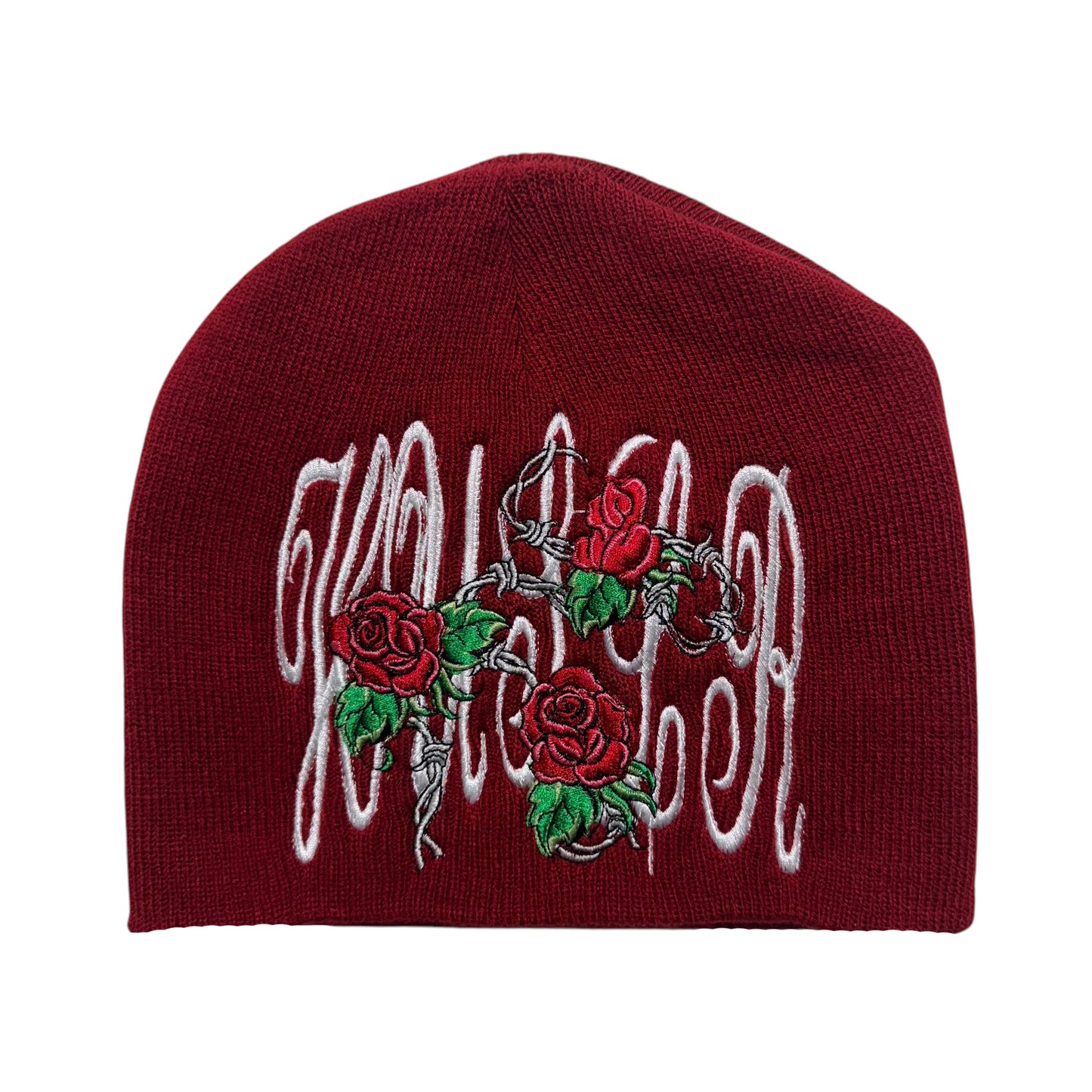 Roses & Barbed Wire Skully Beanie