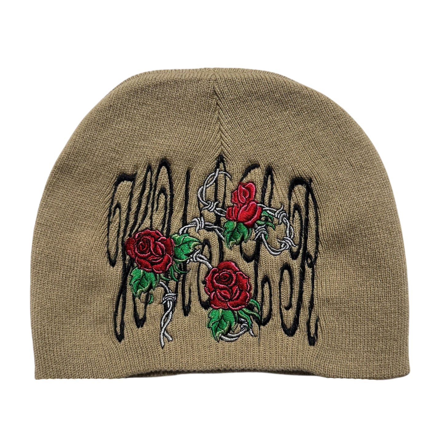 Roses & Barbed Wire Skully Beanie