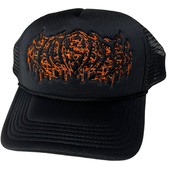 Metal Outline Trucker Hat [Black/Orange]