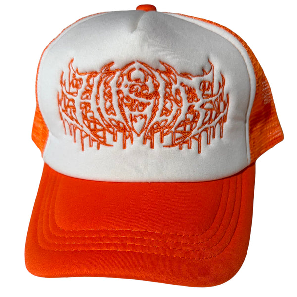 Metal Outline Trucker Hat [White/Orange]