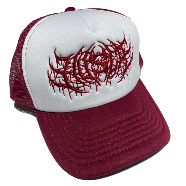 Metal Trucker Hat [White/Maroon]