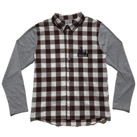 Grave Logo Contrast Sleeve Button Up [Red/Grey]
