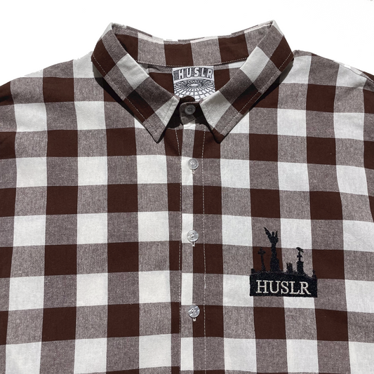 Grave Logo Contrast Sleeve Button Up
