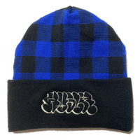 Hollow Checkered Beanie [Blue/Black]