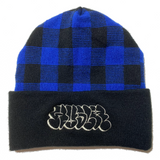 Hollow Checkered Beanie [Blue/Black]
