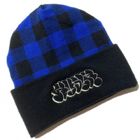 Hollow Checkered Beanie [Blue/Black]